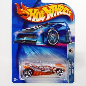 Hot Wheels Turbo Flame #202 Track Aces White Die-Cast Car 2004